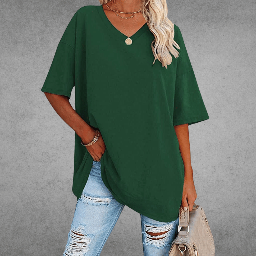 Ease Damen T-Shirt – Oversize V-Ausschnitt & Drop Shoulder