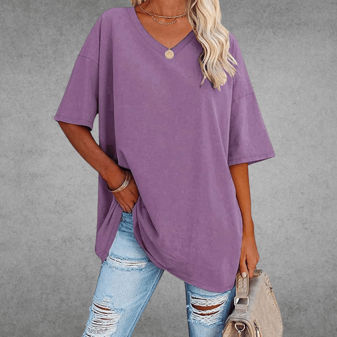 Ease Damen T-Shirt – Oversize V-Ausschnitt & Drop Shoulder