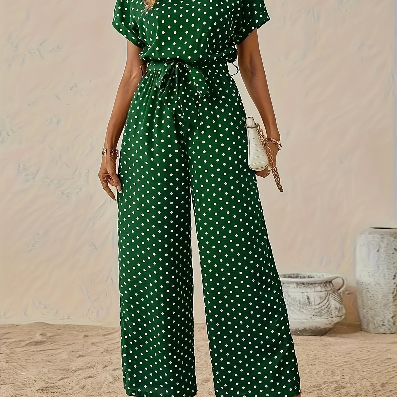 Damen Jumpsuit – Polka Dot Schulterfrei Elegant