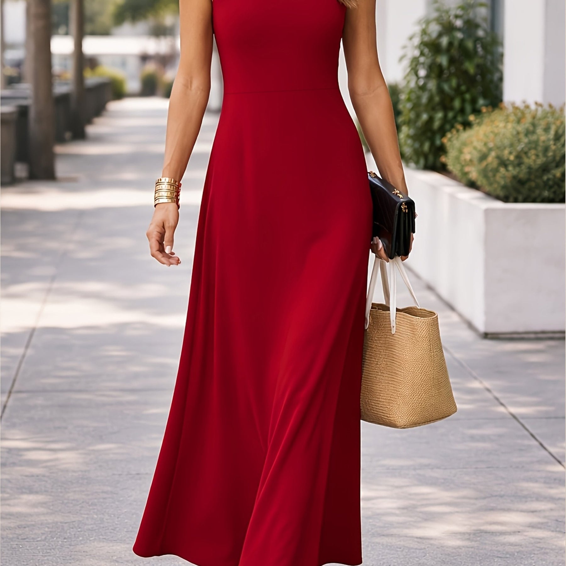Damen Ärmelloses Maxikleid für Alltag und Freizeit
