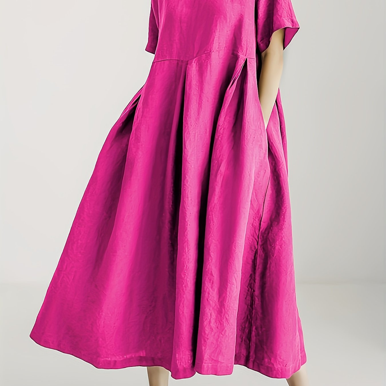 Damen Lockeres Leinenkleid für Frühling und Sommer