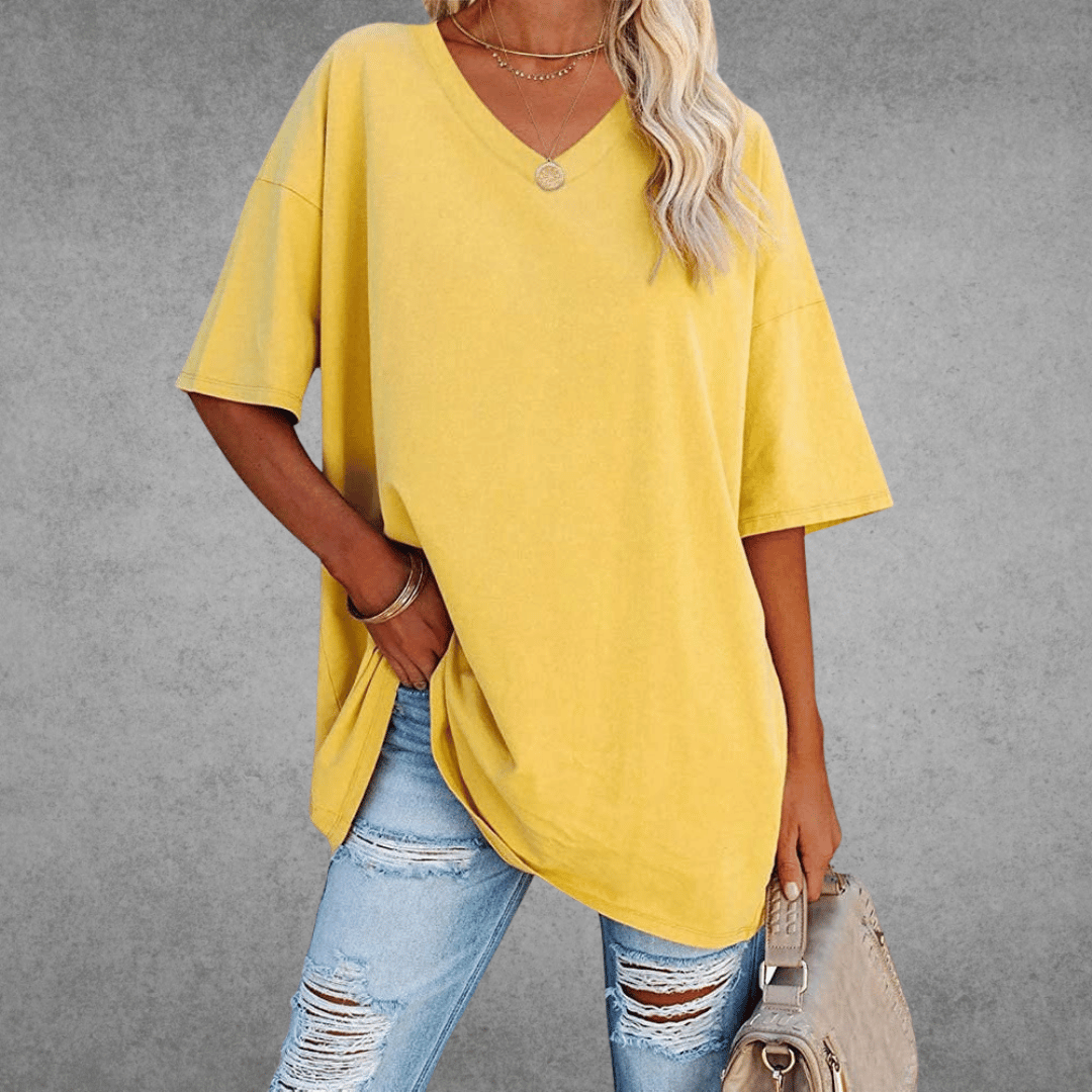 Ease Damen T-Shirt – Oversize V-Ausschnitt & Drop Shoulder