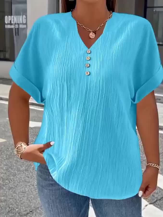 Damen Plus Size Kurzarm Bluse im Casual-Stil