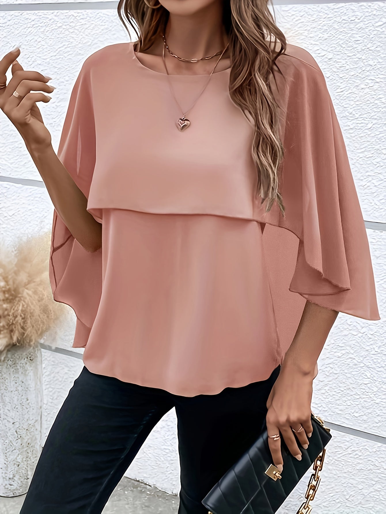 Damen Asymmetrisches Top in Einfarbigem Design