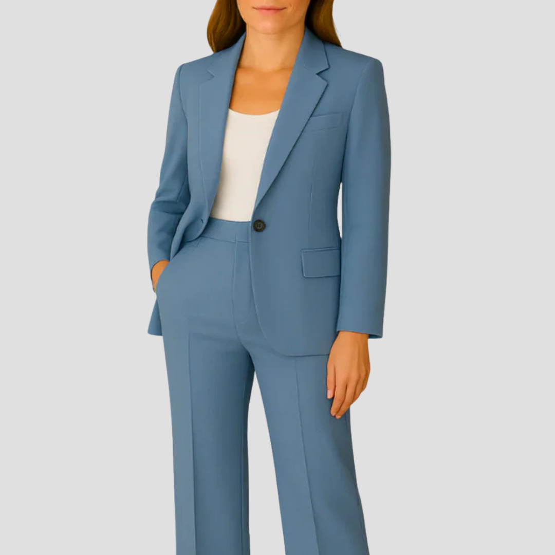Damen Anzug-Set mit Langem Blazer & Hose