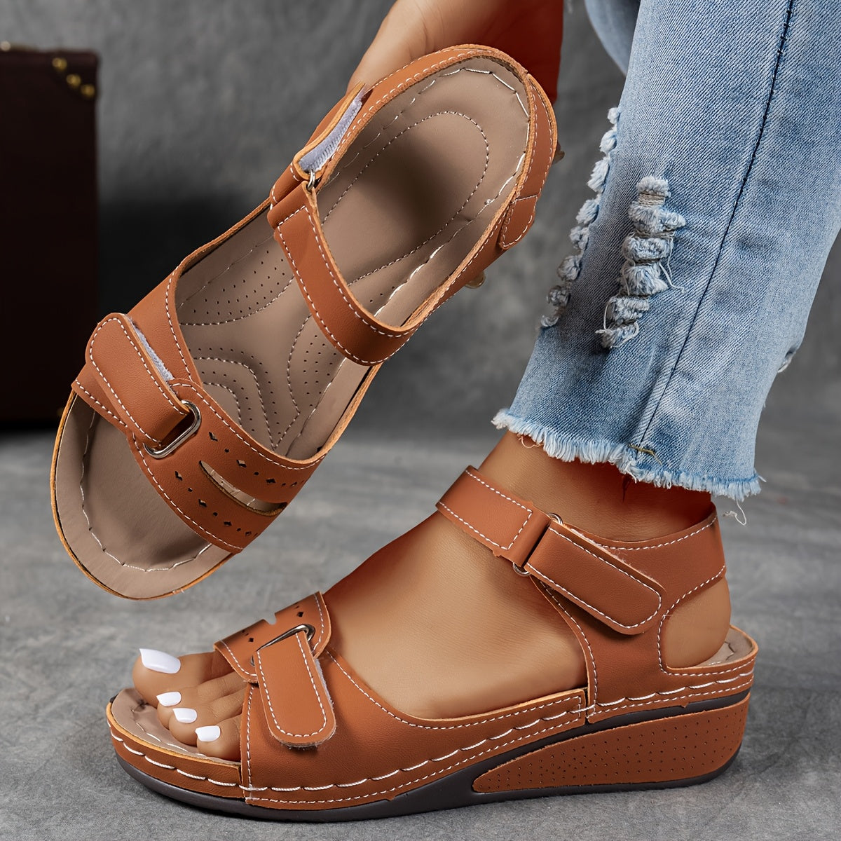 Giorgia Damen Sandalen – Orthopädische Keilsandalen Offen