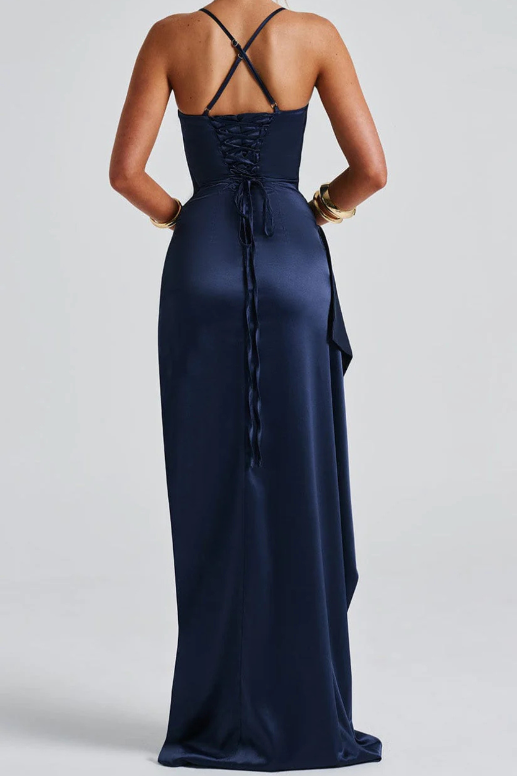 Avelisse Damen Maxikleid – Spaghettiträger & Gerafft mit Schlitz Elegant