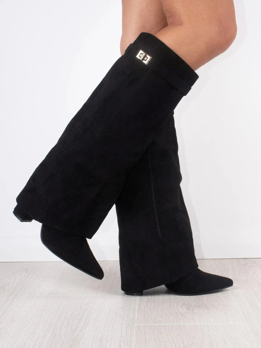 Evy Damenstiefel – Suede & Goldene Details Elegant