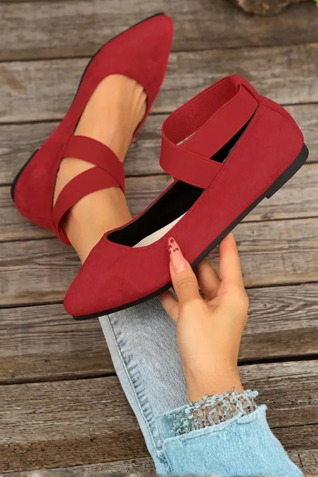 Emmeline Damen Ballerinas – Spitz & Knöchelriemen Elegant