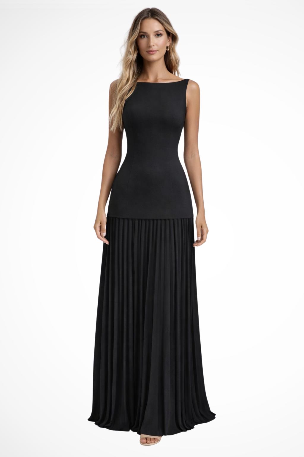 Eline Damen Maxikleid – Elegant & Plissiert Formell