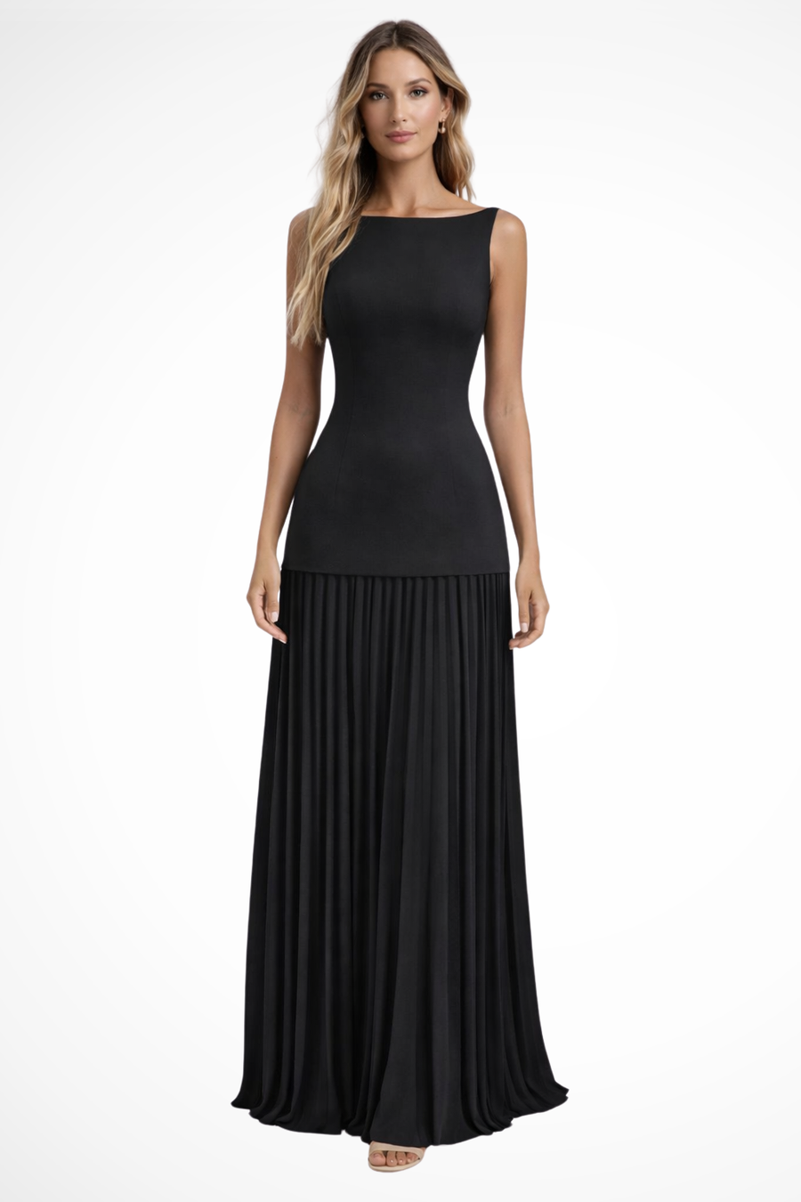 Eline Damen Maxikleid – Elegant & Plissiert Formell