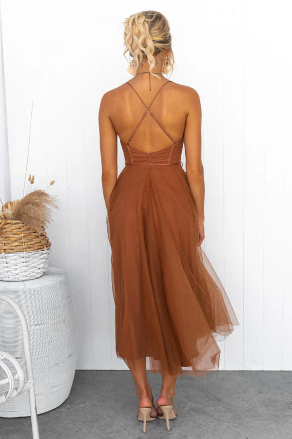 Florence Damen Midikleid – Korsett Tüll & Gestuft Elegant