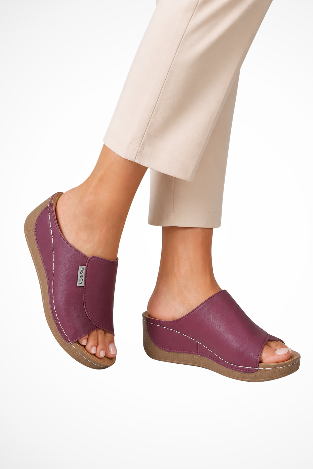 Philippa Damen Keilabsatz Mules – Leder & Offene Zehen
