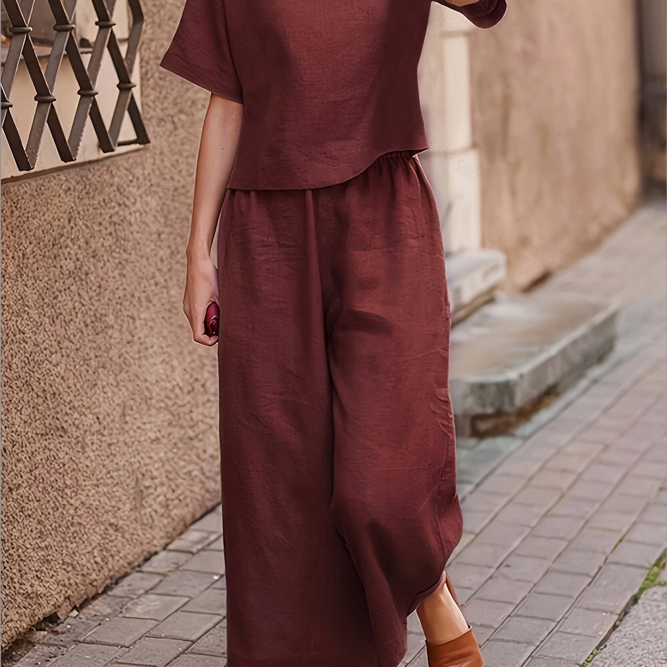 Damen Hosenanzug – Elegant & Weite Hose Lässig