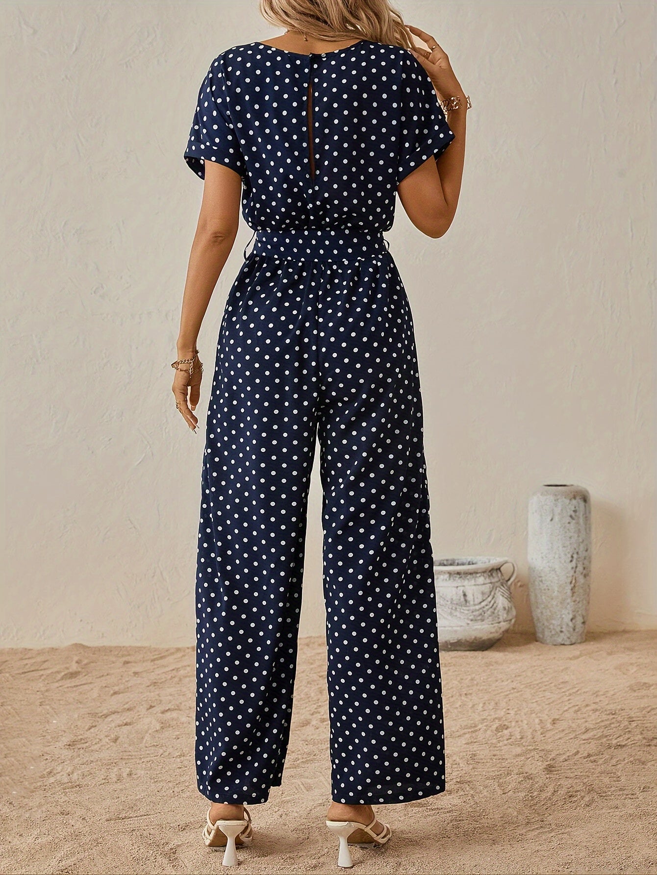 Damen Jumpsuit – Polka Dot Schulterfrei Elegant