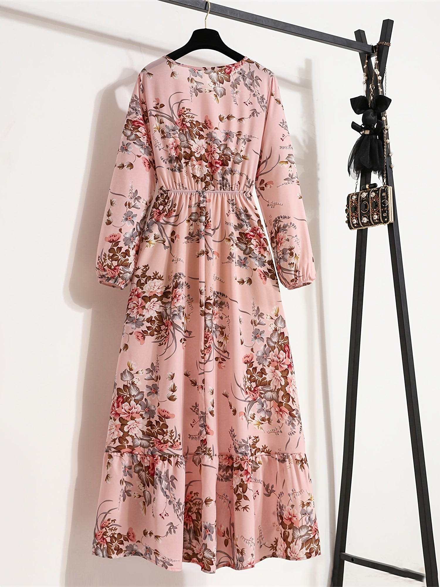 Damen Boho Maxikleid mit Floralprint