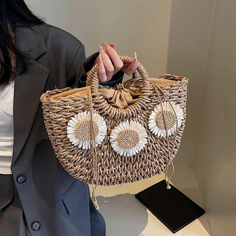 Damen Shopping Korbtasche für Sommer & Strand