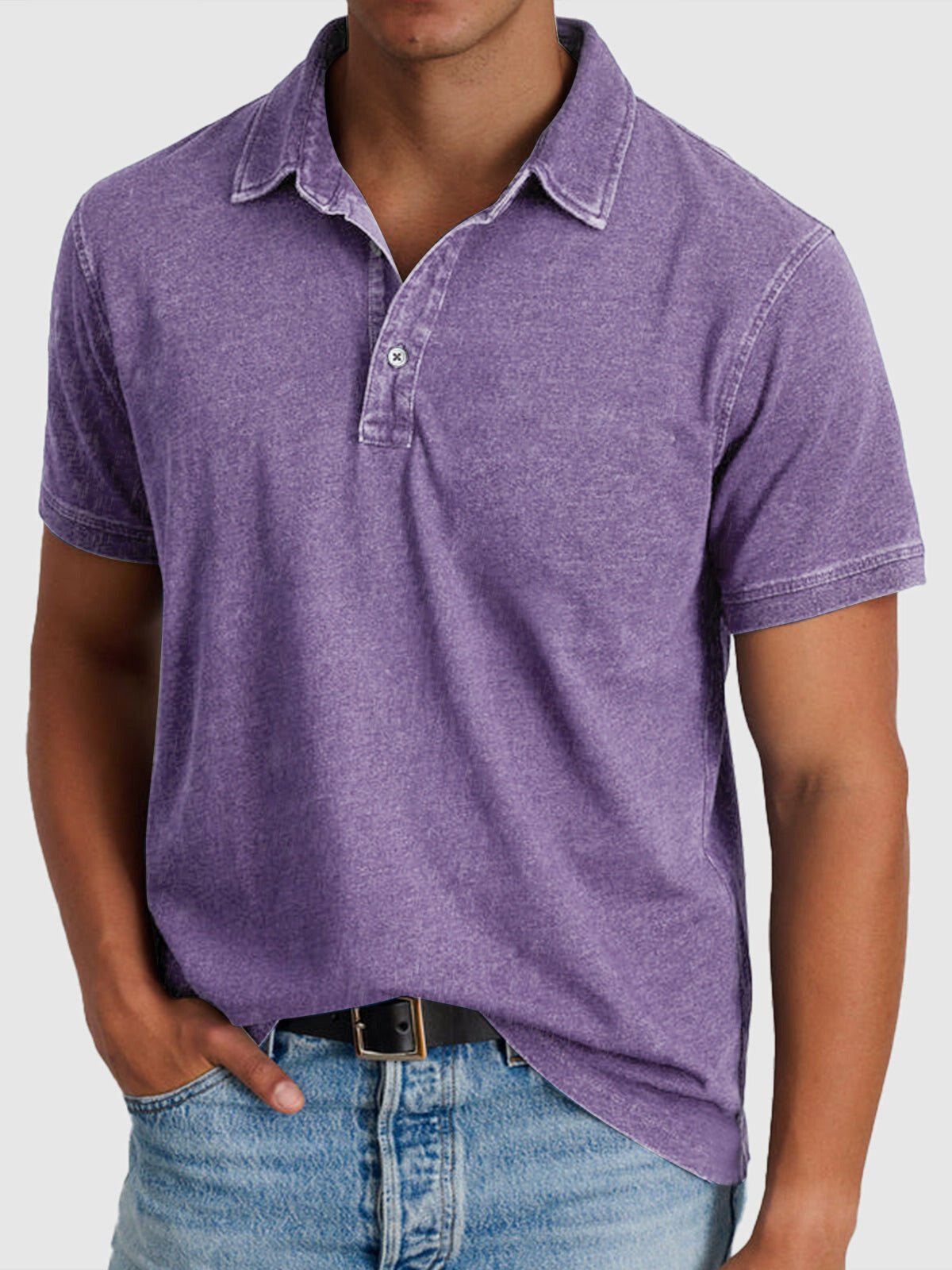 Martin Herren Polo – Baumwoll-Denim Kurzarm Lässig