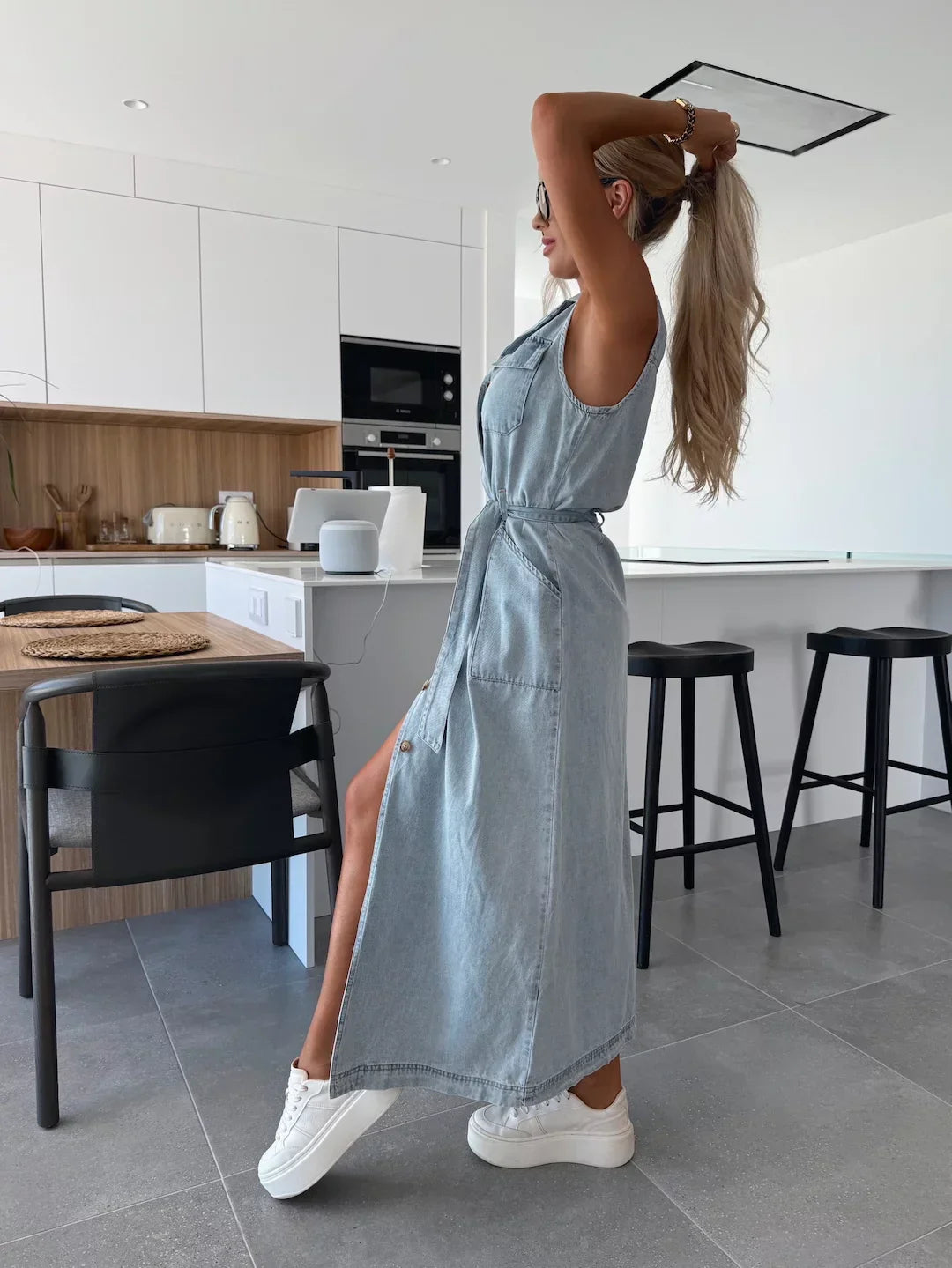 Isabelle | Damen Maxi-Jeanskleid Zeitlos & Elegant