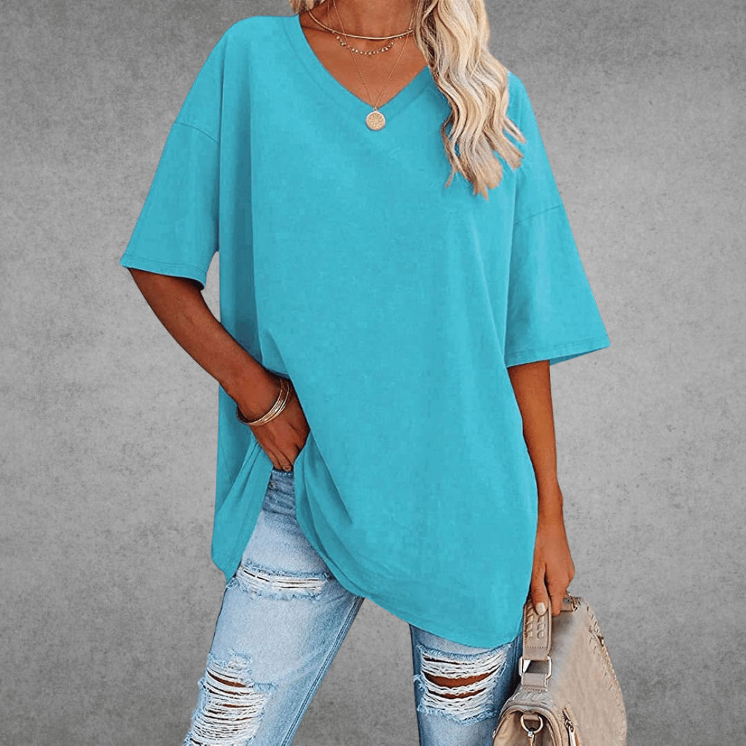 Ease Damen T-Shirt – Oversize V-Ausschnitt & Drop Shoulder