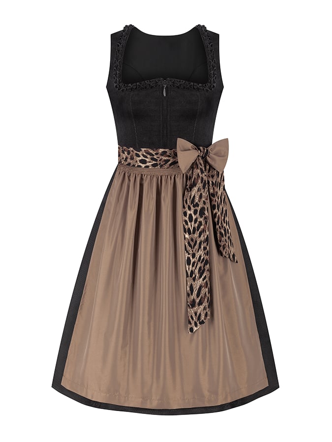 Damen Oktoberfest Kleid mit Leopardenmuster und Schleife