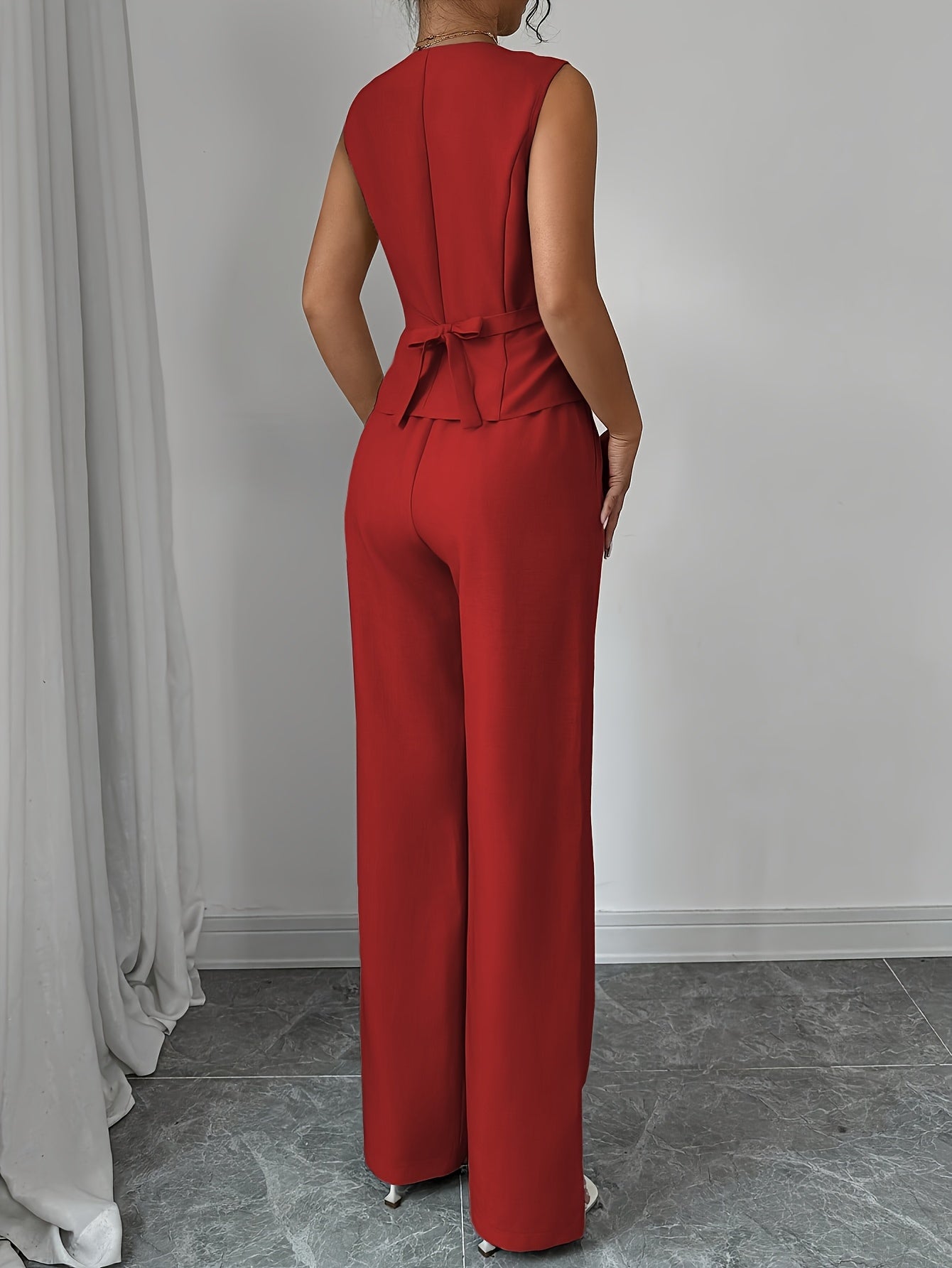 Damen Business Casual Set mit Weste und Gerader Hose