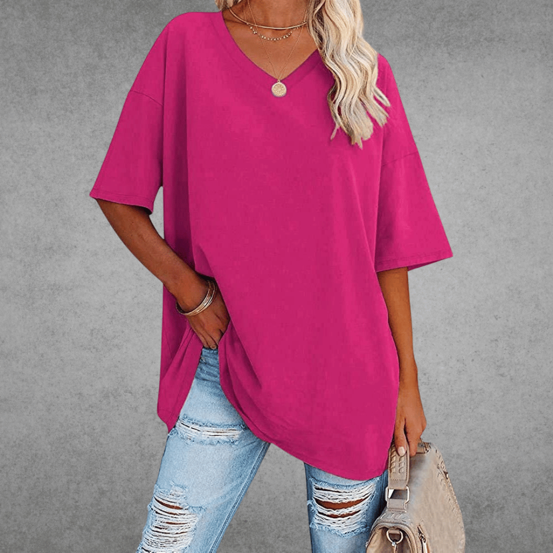 Ease Damen T-Shirt – Oversize V-Ausschnitt & Drop Shoulder