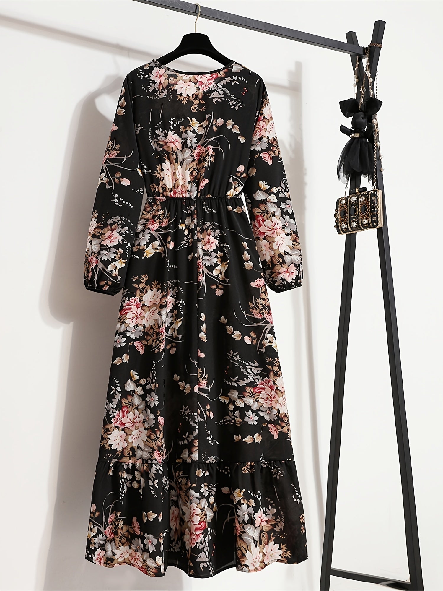 Damen Boho Maxikleid mit Floralprint