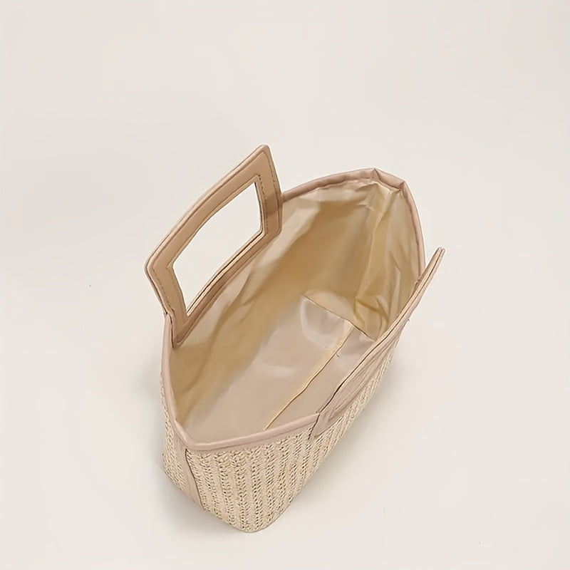 Damen Sommer Handtasche Beige Schwarz