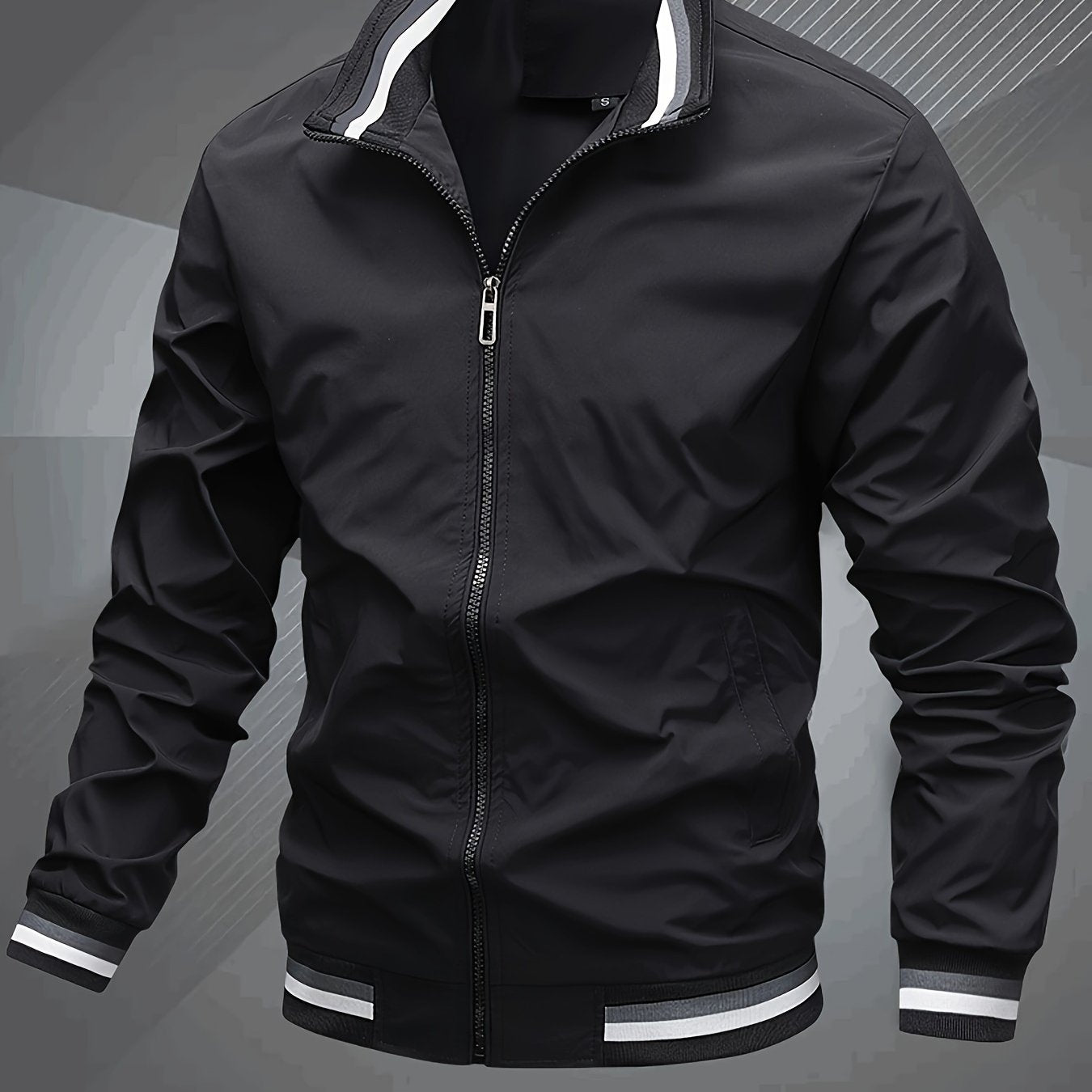 Herren Klassische Bomberjacke mit Stehkragen