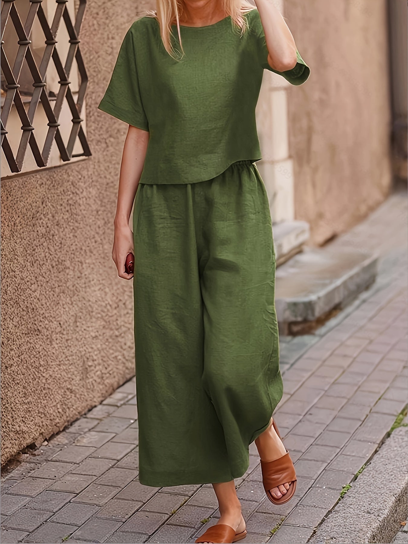 Damen Hosenanzug – Elegant & Weite Hose Lässig