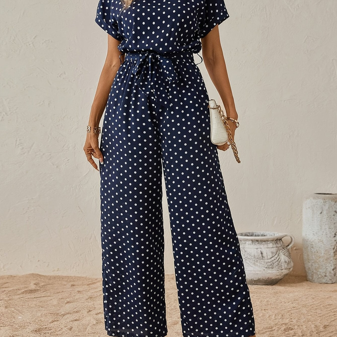 Damen Jumpsuit – Polka Dot Schulterfrei Elegant