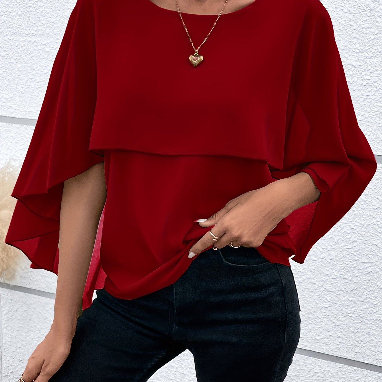 Damen Asymmetrisches Top in Einfarbigem Design