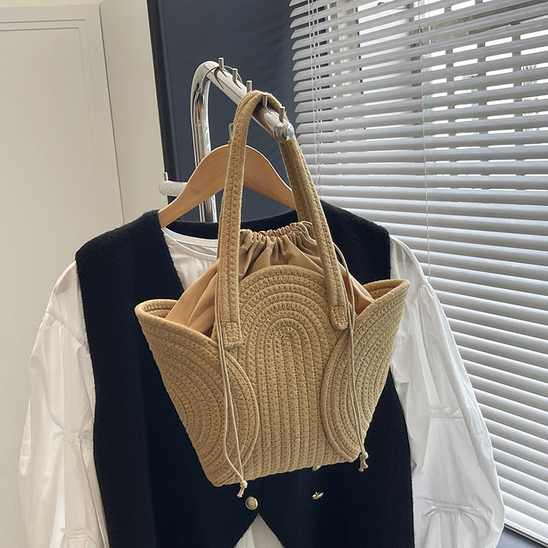 Große Damen Shopper Tasche Geflochten für Sommer