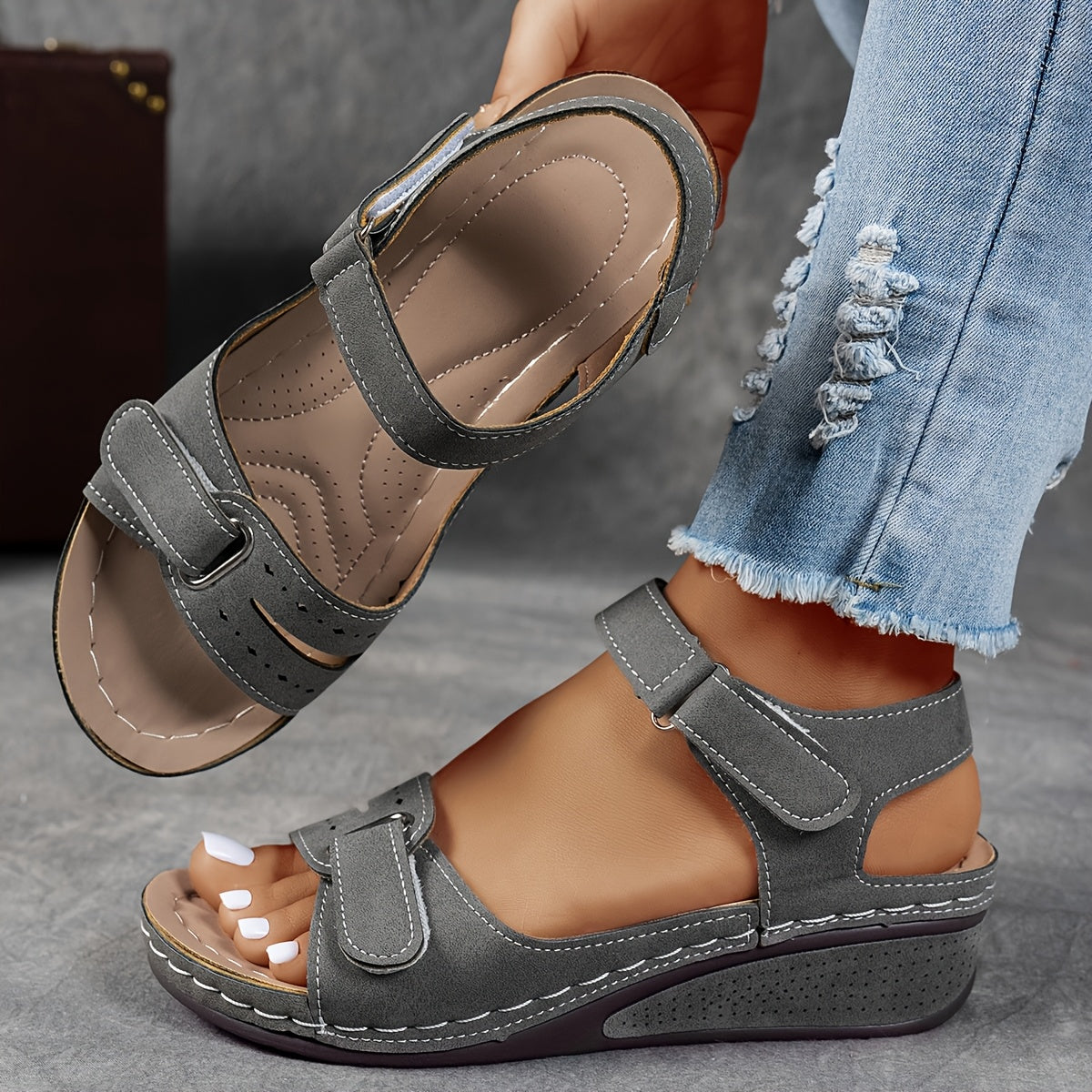 Giorgia Damen Sandalen – Orthopädische Keilsandalen Offen