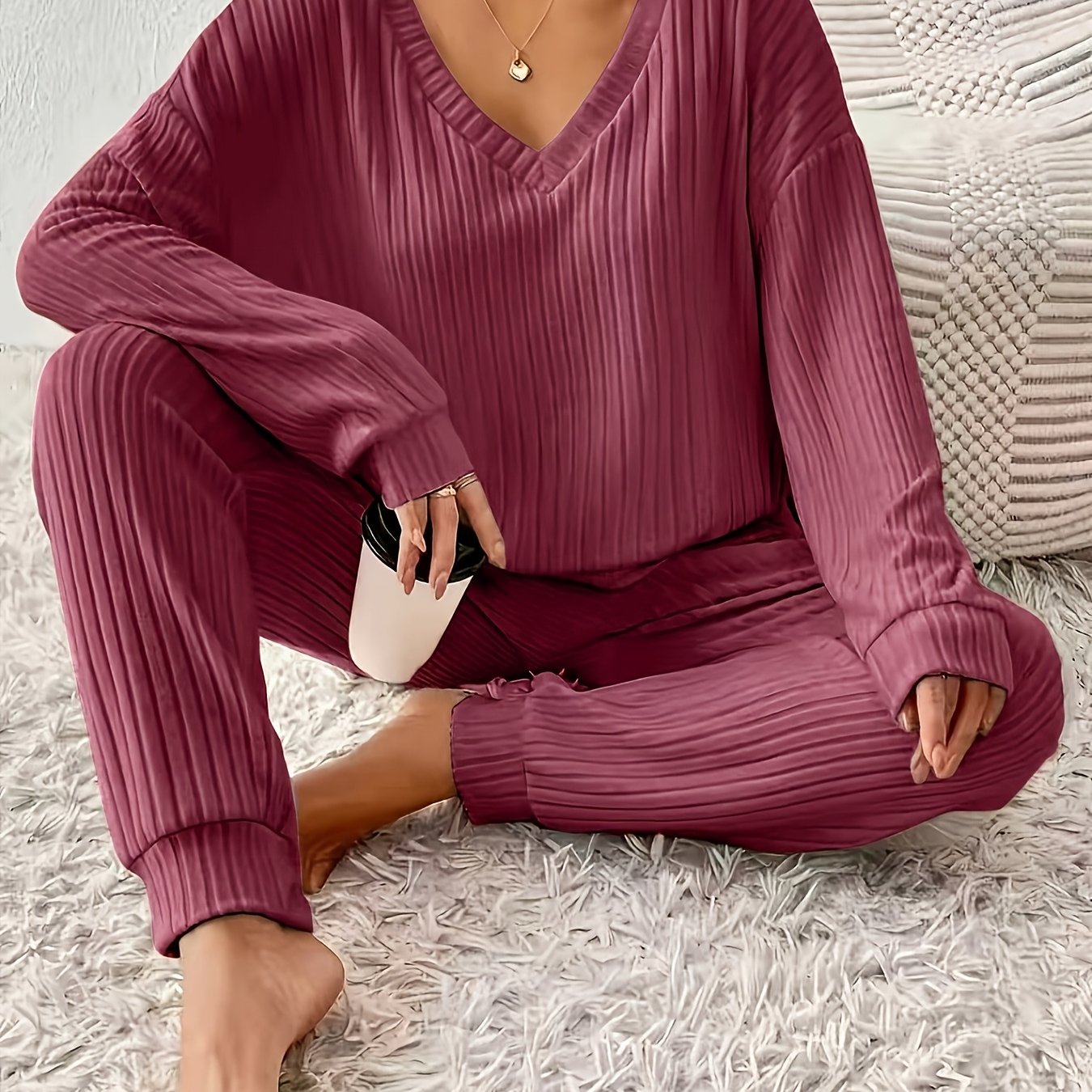 Damen Casual Set mit Langarmshirt und Langer Hose