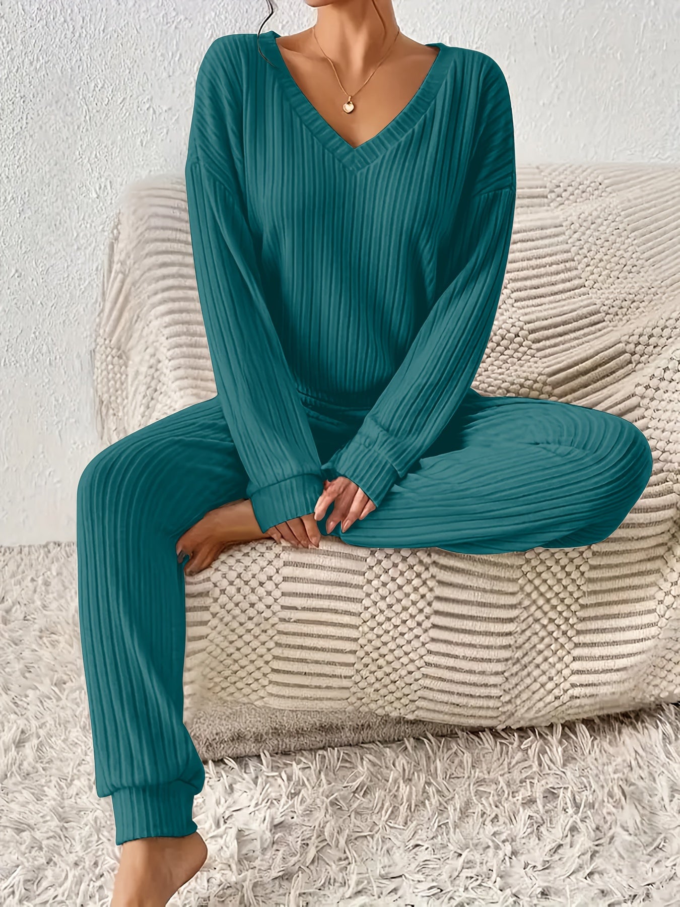Damen Casual Set mit Langarmshirt und Langer Hose