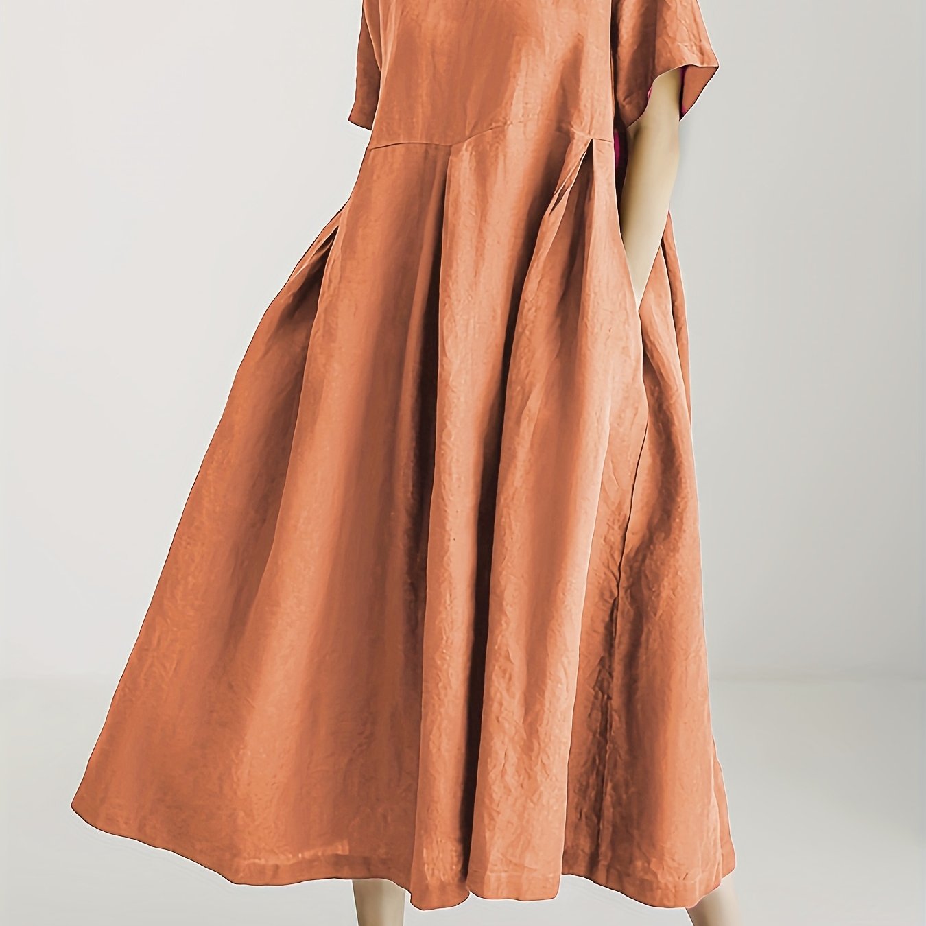 Damen Lockeres Leinenkleid für Frühling und Sommer