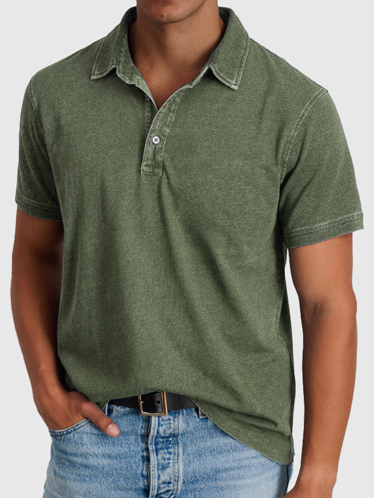 Martin Herren Polo – Baumwoll-Denim Kurzarm Lässig