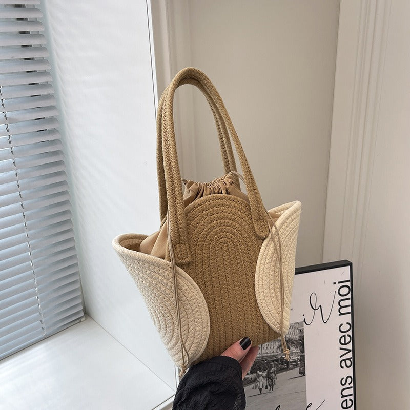 Große Damen Shopper Tasche Geflochten für Sommer