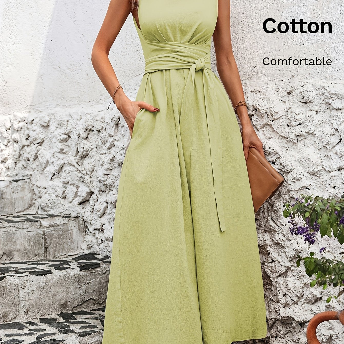 Damen Kleid – Ärmellos mit Schleifendetail Elegant