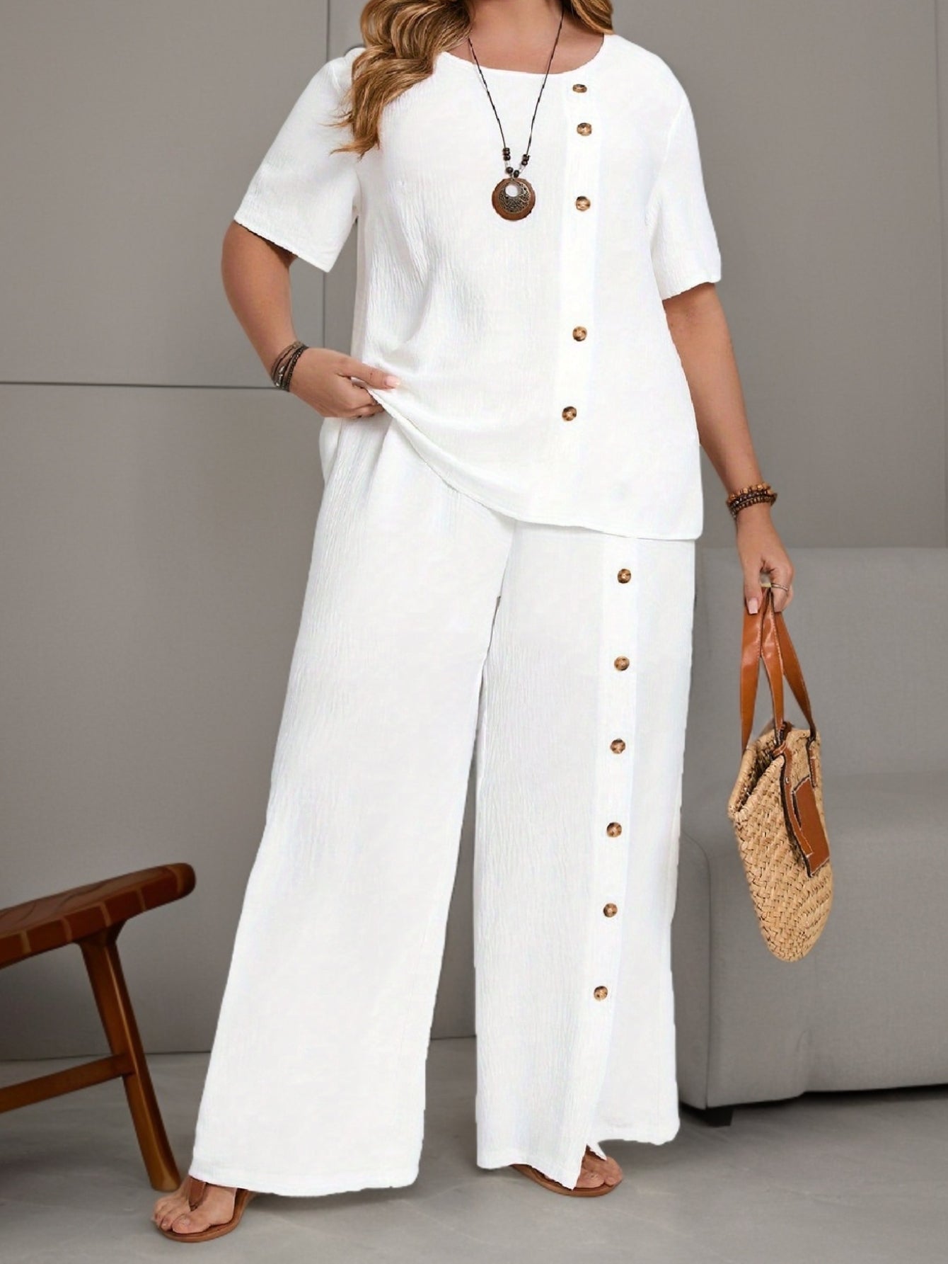 Damen Plus Size Sommer Set mit Top und Hose