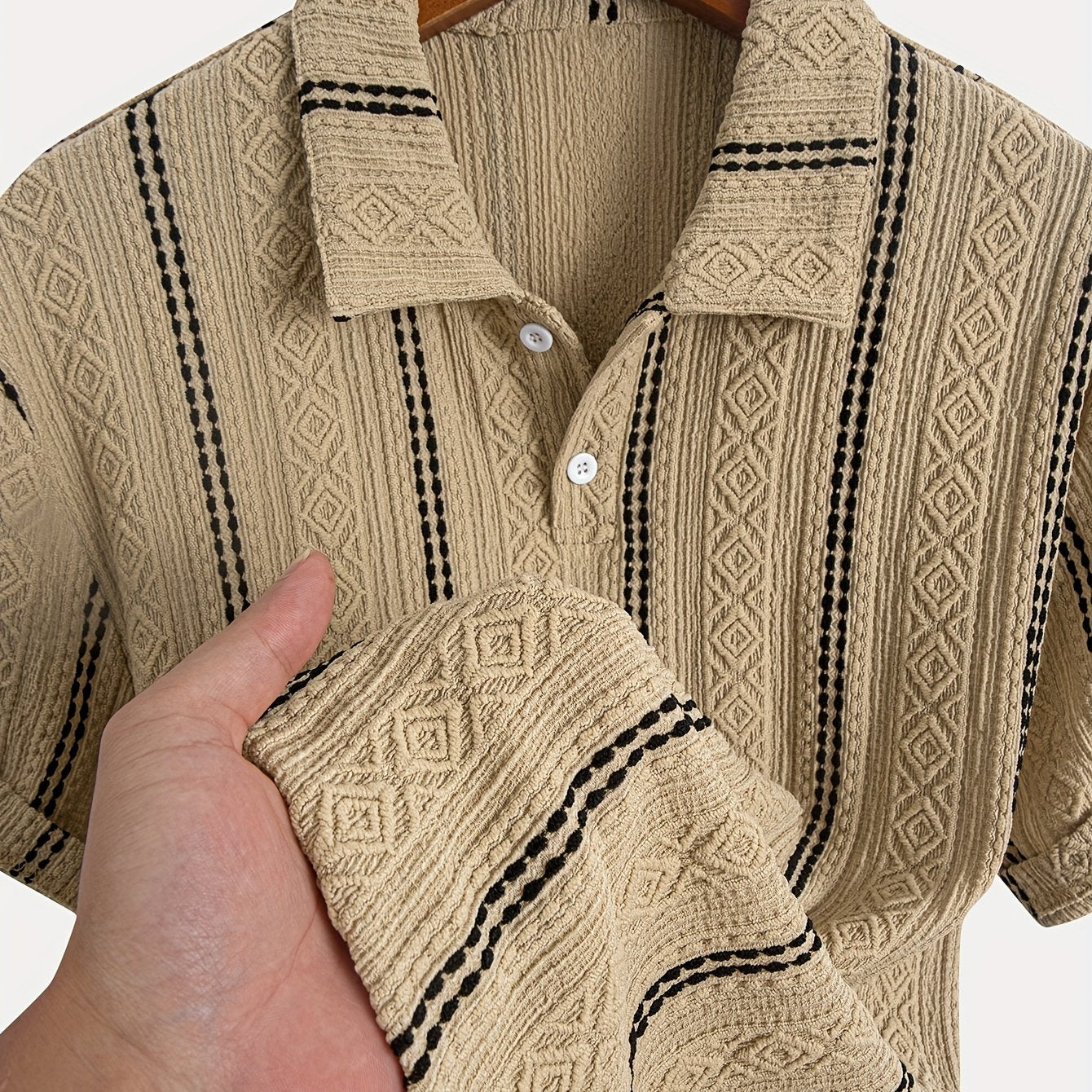 Herren Strick-Poloshirt mit Geometrischem Muster