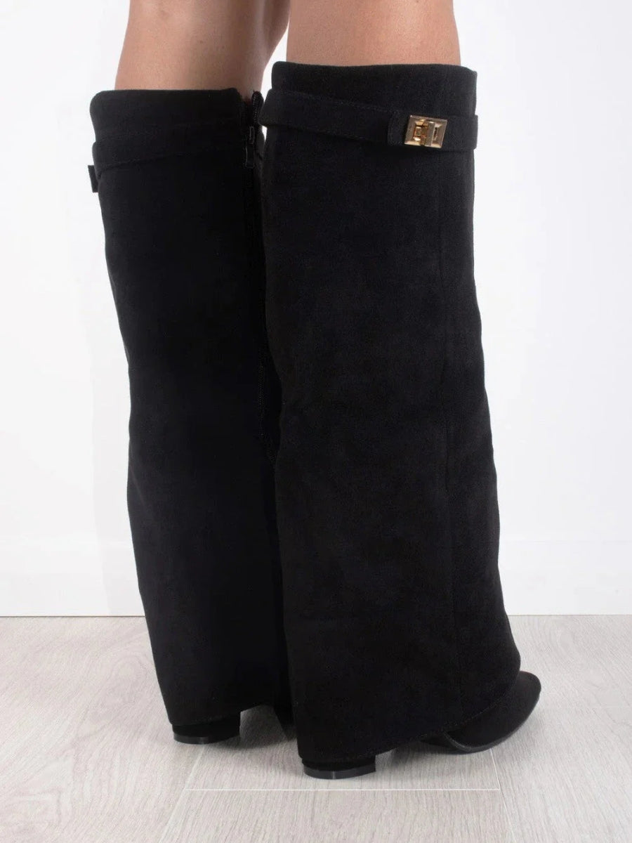 Evy Damenstiefel – Suede & Goldene Details Elegant