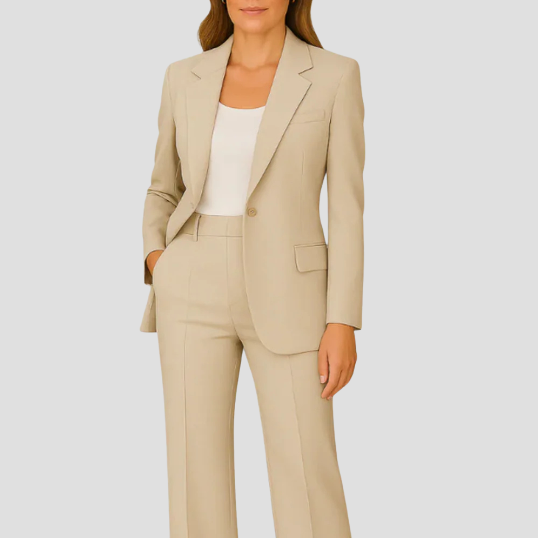 Damen Anzug-Set mit Langem Blazer & Hose