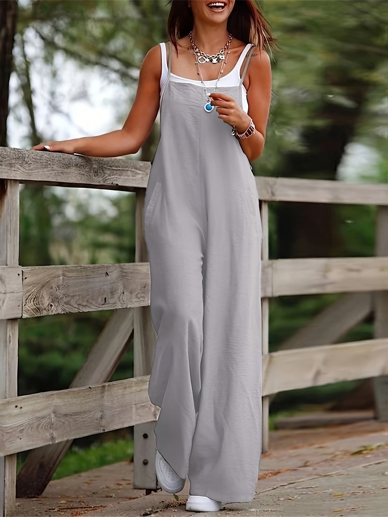Damen Einfarbiger Off-Shoulder Jumpsuit