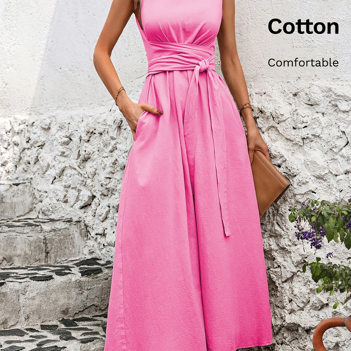 Damen Kleid – Ärmellos mit Schleifendetail Elegant