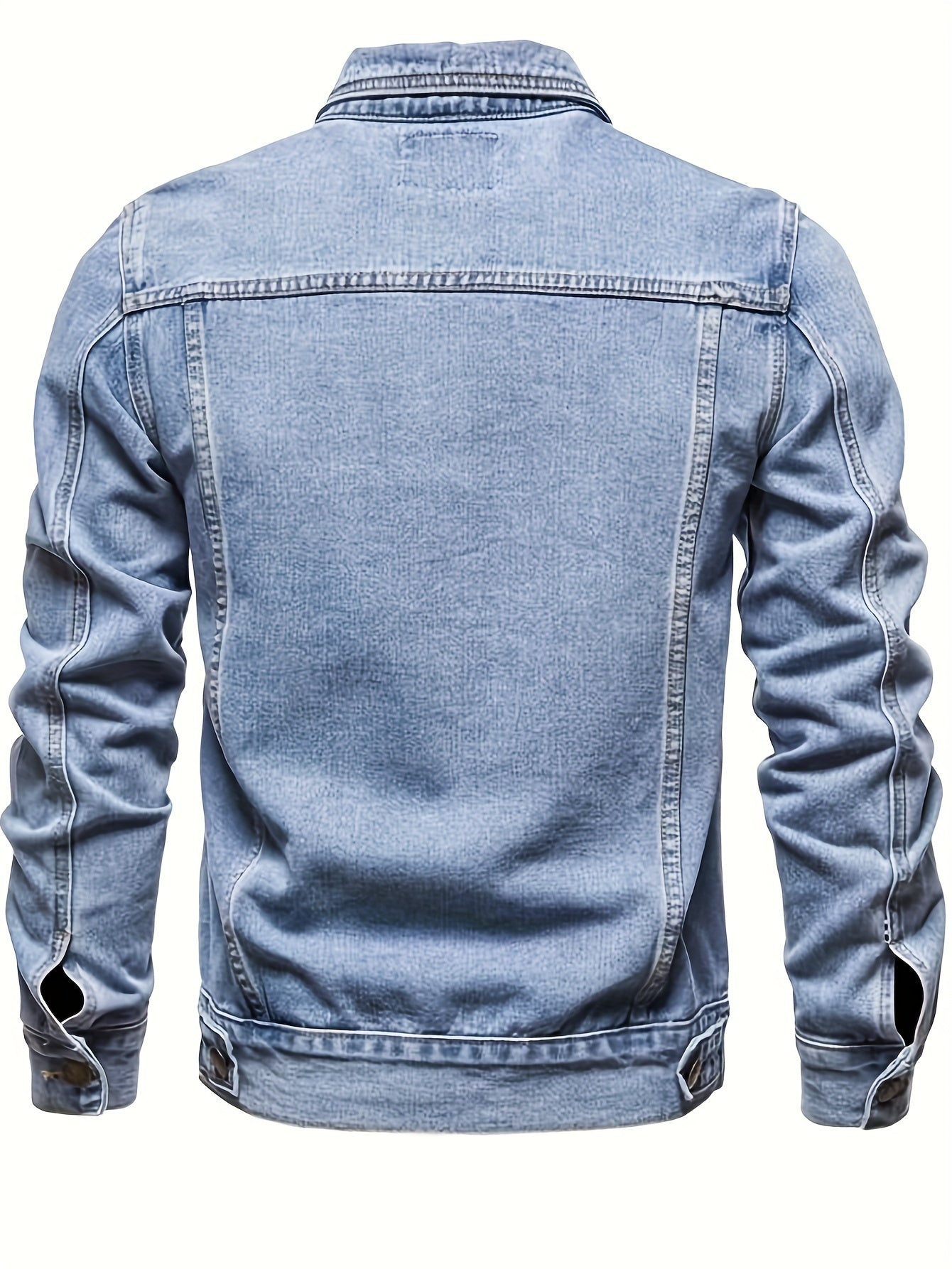 Herren Slim Fit Jeansjacke mit Vintage-Reverskragen