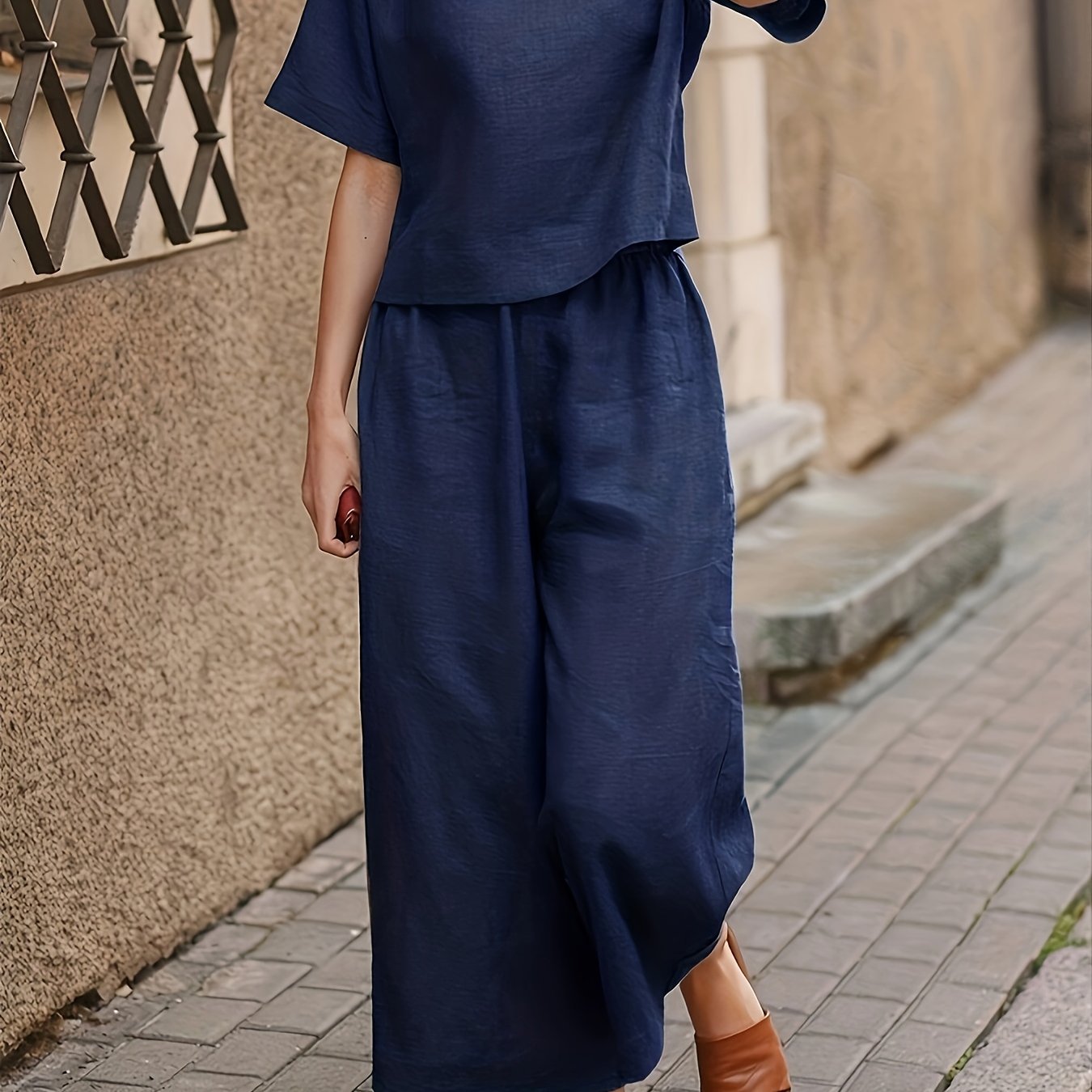 Damen Hosenanzug – Elegant & Weite Hose Lässig