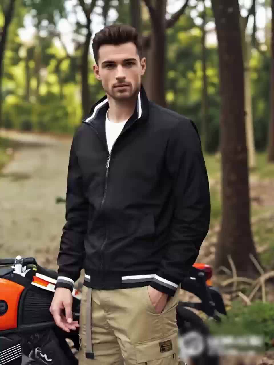 Herren Klassische Bomberjacke mit Stehkragen